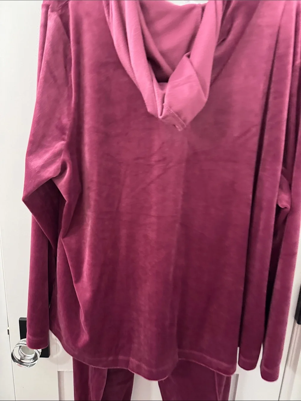 Cozy Hooded Velour Lounge Set - cranberry